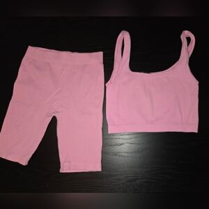 Set - Zara Light Pink Ribbed Tank and Shorts